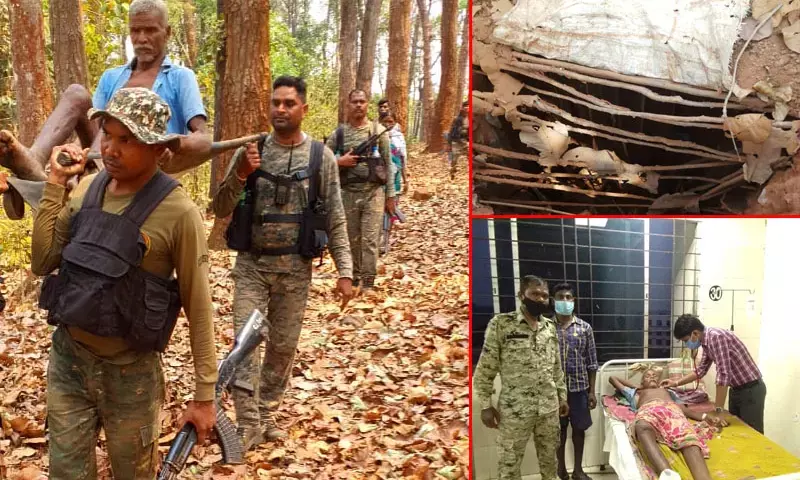 जवानों का दिल जीत लेने वाला मानवीय चेहरा आया सामने….नक्सलियों के मांद से ग्रामीण को कंधे पर टांगकर 10 किलोमीटर पैदल चले जवान…. स्पाईक होल में घायल हुआ था जवान