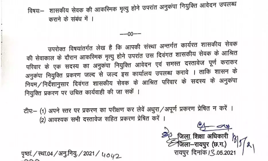टीचर्स एसोसिएशन ने मुख्यमंत्री को लिखा पत्र…..प्रदेश अध्यक्ष संजय शर्मा बोले- रायपुर DEO की तरह अन्य जिलों में भी अनुकंपा नियुक्ति में तेजी दिखाये शिक्षा अधिकारी