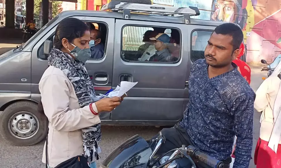 मास्क नहीं पहनने वालो पर जुर्माने की कार्यवाही अभियान  पुनः प्रारंभ