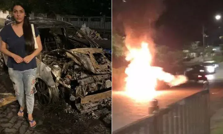 बाल-बाल बचीं एक्ट्रेस… चलती कार में लगी आग, देखते ही देखते हुई खाक, कार से उतरकर बचाई अपनी जान