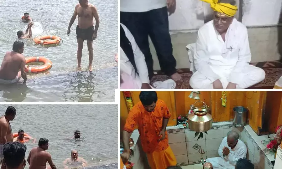 CM की सुबह संगम में डुबकी और पूजा-अर्चना से हुई शुरू… जलाभिषेक किया, आश्रम भी पहुंचे….कुछ देर बाद जायेंगे विधायक केके ध्रुव के घर