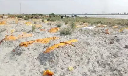 हवा में उड़ी रेत तो गंगा किनारे दिखे सैकड़ों दफन शव, नजारा देख कांप उठेगी रूह…. बढ़ाई गई चौकसी…